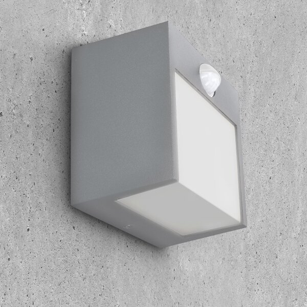 Brilagi TERNI LED/12W/230V външно стеннo осветление с сензор, сиво IP44