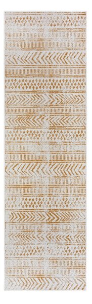 Външен килим в бял цвят и жълта охра 80x350 cm Biri – NORTHRUGS