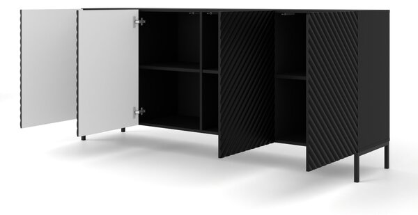 Комод SURF 4D 200 cm, черен мат, черни крака