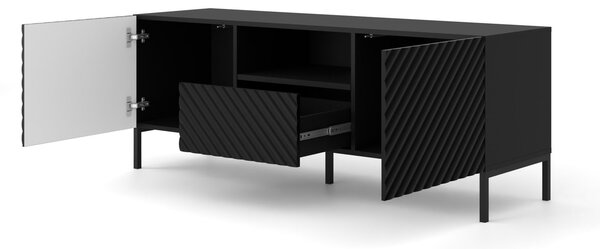 ТВ шкаф SURF 2D1S 150 cm, черен мат, черни крака