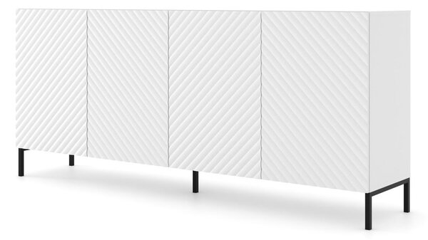 Комод SURF 4D 200 cm, бял мат, черни крака