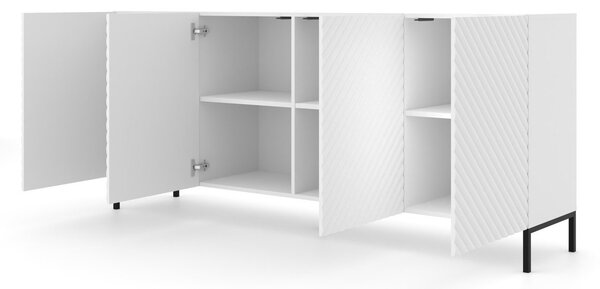 Комод SURF 4D 200 cm, бял мат, черни крака