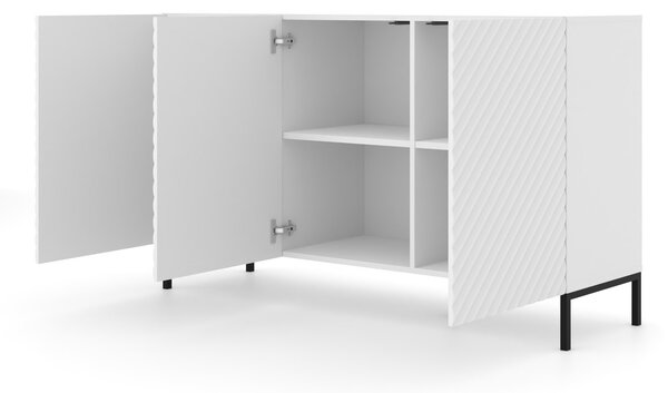 Комод SURF 3D 150 см, бял мат, черни крака