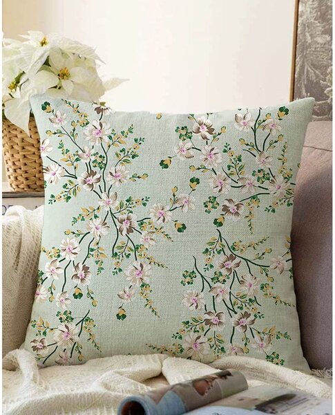 Зелена калъфка за възглавница със смес от памук Bloom, 55 x 55 cm - Minimalist Cushion Covers