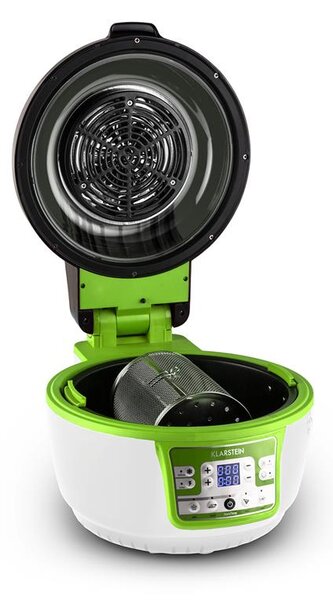 Klarstein Vitair Turbo, 1400 W, 9 л, фритюрник с горещ въздух, грил, печене, зелено-бял