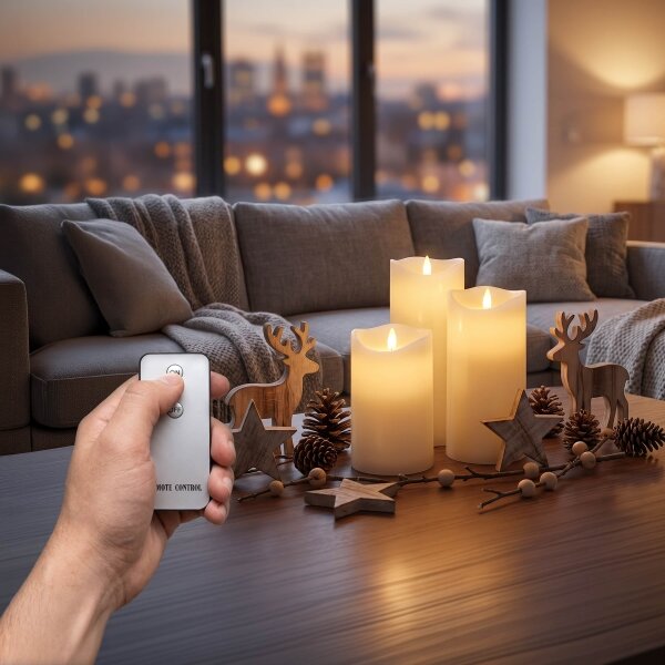 BRILAGI - Комплект 3x LED свещи LED/3xAAA кремави + дистанционно управление
