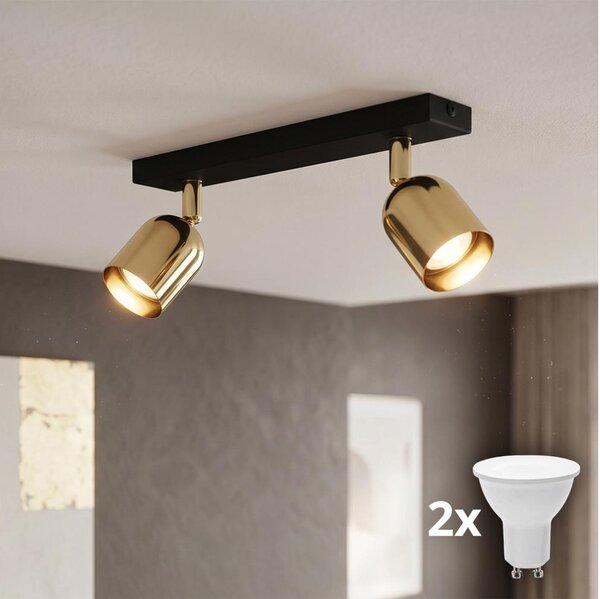 LED точково осветително тяло TOP 2xGU10/10W/230V черно/златно