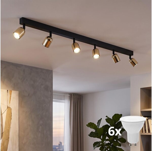 LED точково осветително тяло TOP 6xGU10/10W/230V черно/златно