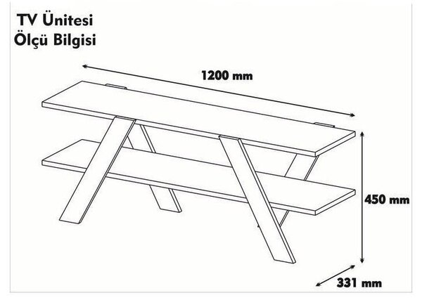 ТВ масичка в бяло/натурално в орех 120x33 cm Basic - Kalune Design