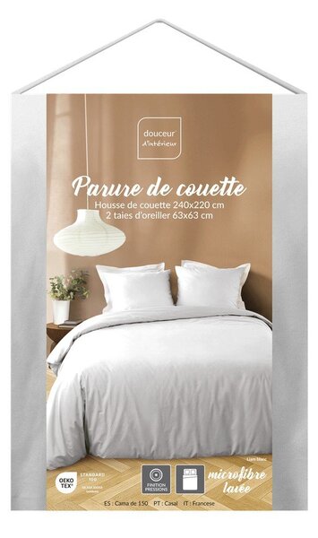 Бяло двойно /удължено 3 части спално бельо от микрофибър 240x220 cm Liam – douceur d'intérieur