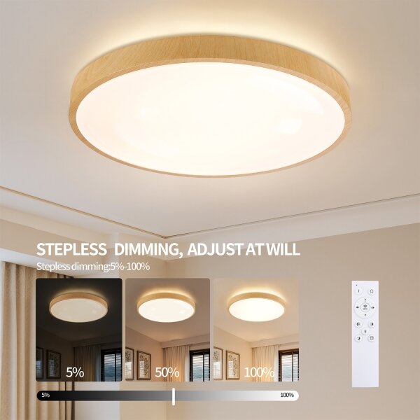 Brilagi-LED димируемо осветително тяло GLASS POOL DOUBLE LED/80W/230V 60 см дървесен декор + дистанционно управление