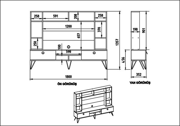 Сиво-кафяв шкаф за телевизор от орех 180x136 cm Lorenz - Kalune Design