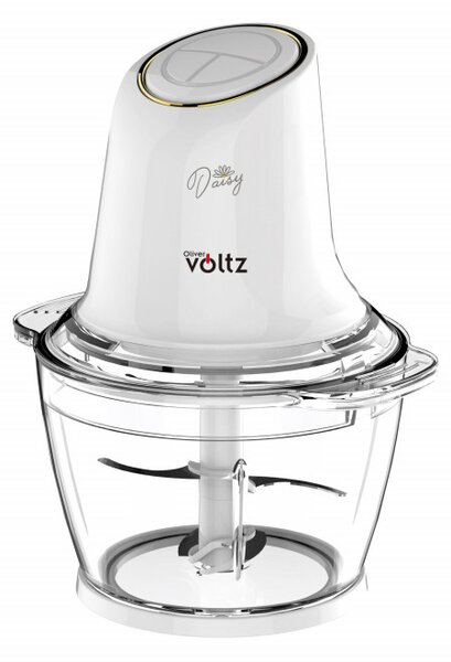 Чопър Oliver Voltz Daisy OV51111W, 600W, 1 л, Стъклена купа, Двоен нож, Пулс, Бял