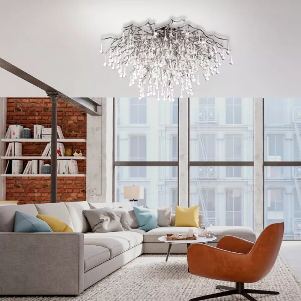 Paul Neuhaus 8092-55 - Полилей за повърхностен монтаж ICICLE 14xG9/40W/230V, с диаметър 100 см, хром