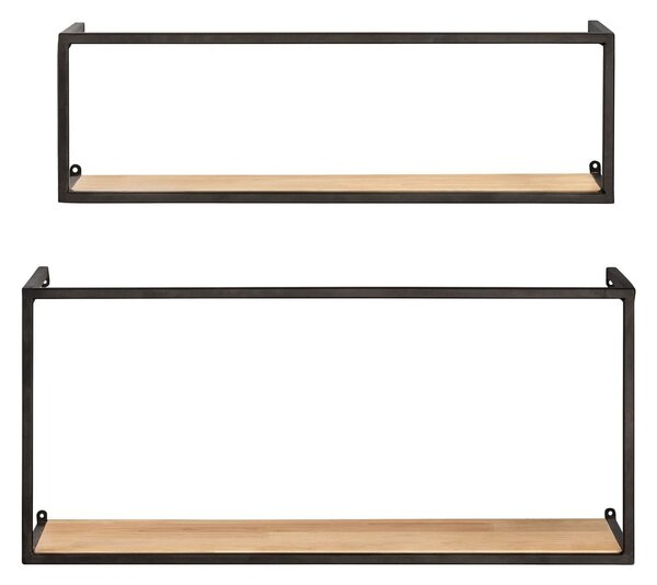 Комплект от 2 рафта от бор с черна метална конструкция Части, дължина 55 cm Geo - Wenko