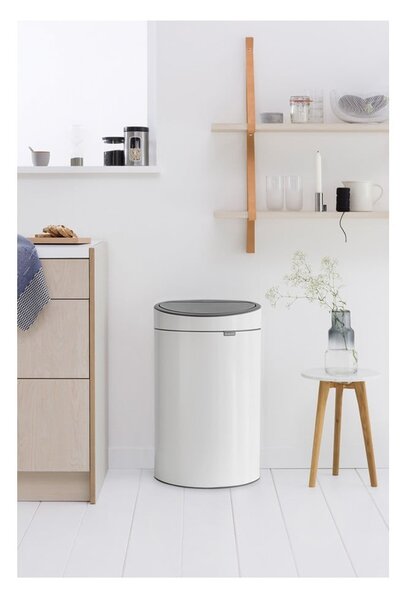 Бяло стоманено кошче за боклук, отваряне с докосване 40 l Touch Bin – Brabantia