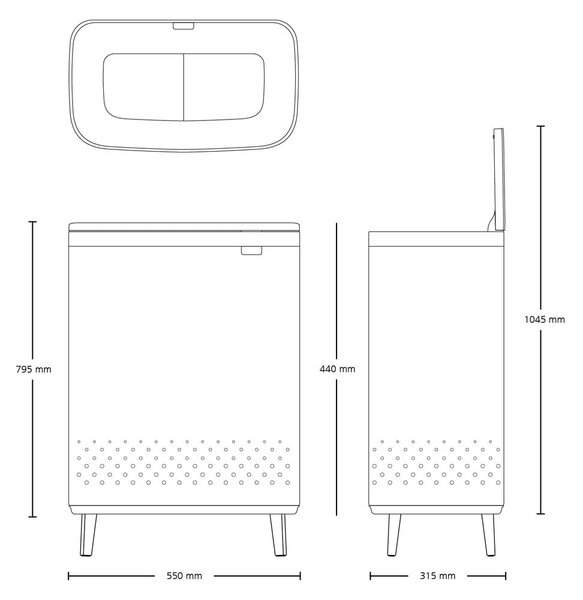 Бял метален кош за пране 90 l Bo Hi – Brabantia