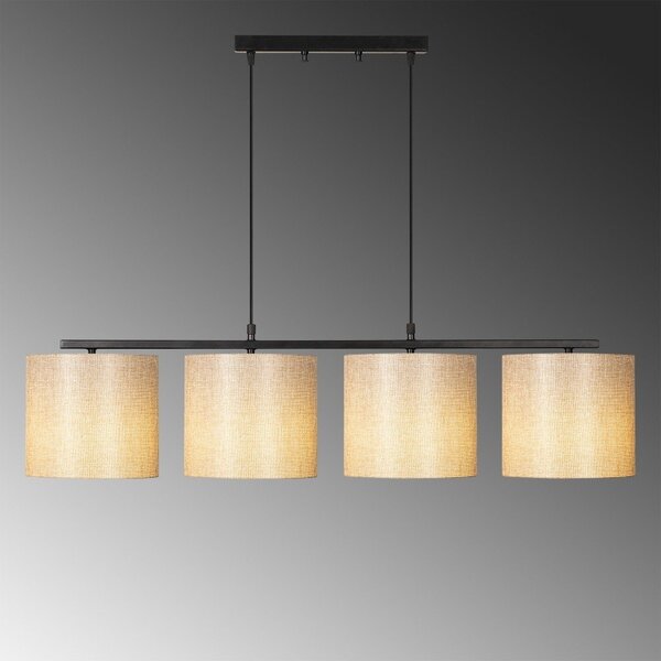 Черно висящо осветително тяло с текстилен абажур Baston – Opviq lights