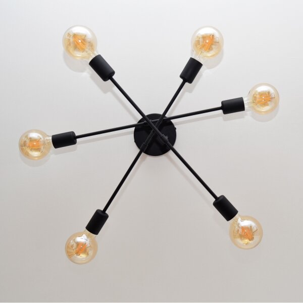 LED Полилей за повърхностен монтаж CAMBRIDGE 6xE27/8W/230V черен