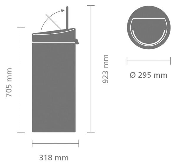 Сиво стоманено кошче за боклук, отваряне с докосване 30 l Touch Bin – Brabantia