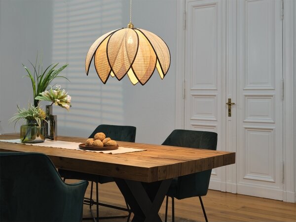 Osram - Полилей на кабел DECOR RATTAN 1xE27/15W/230V Ø 67 см бежов/черен