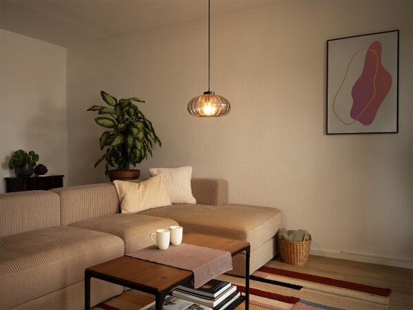 Osram - Полилей на кабел DECOR SMOKE 1xE27/12W/230V Ø 28 см черен/димчато сив
