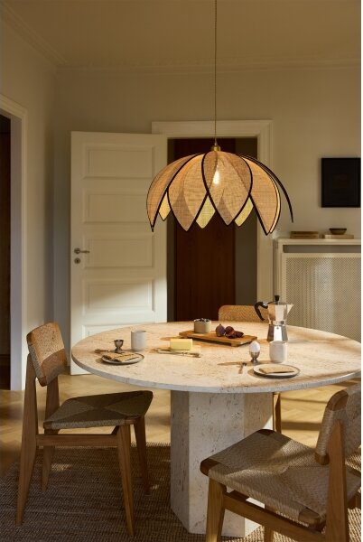 Osram - Полилей на кабел DECOR RATTAN 1xE27/15W/230V Ø 67 см бежов/черен