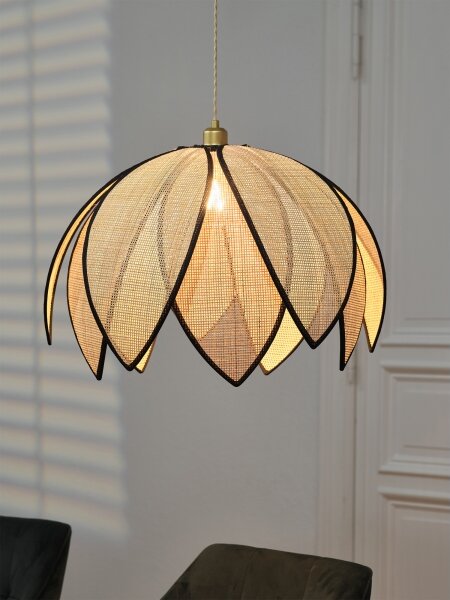 Osram - Полилей на кабел DECOR RATTAN 1xE27/15W/230V Ø 67 см бежов/черен