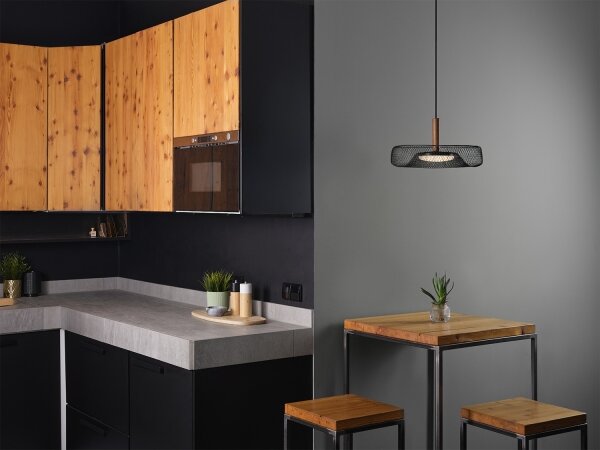Osram - LED полилей на кабел DECOR MESH LED/18,5W/230V Ø 40 cm черен/каучукова дървесина