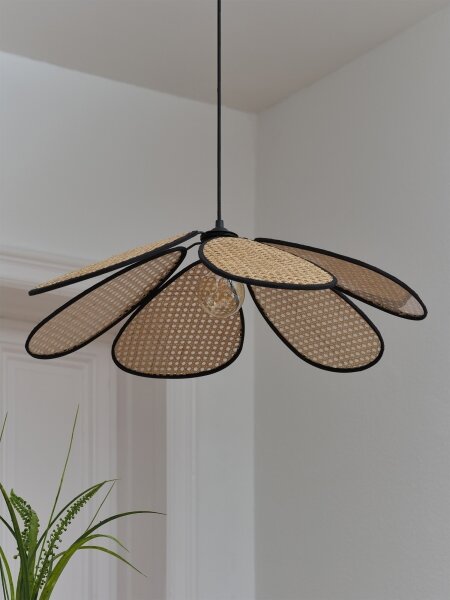 Osram - Висяща лампа на кабел DECOR RATTAN 1xE27/15W/230V Ø 69 см бежово/черно