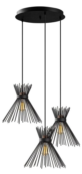 Черно висящо осветително тяло с метален абажур ø 63 cm Kirpi – Opviq lights