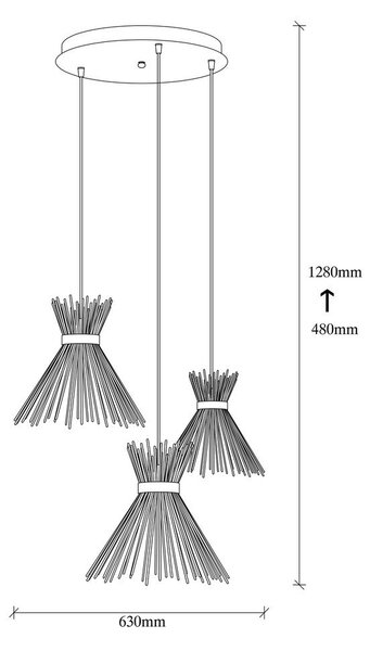 Черно висящо осветително тяло с метален абажур ø 63 cm Kirpi – Opviq lights