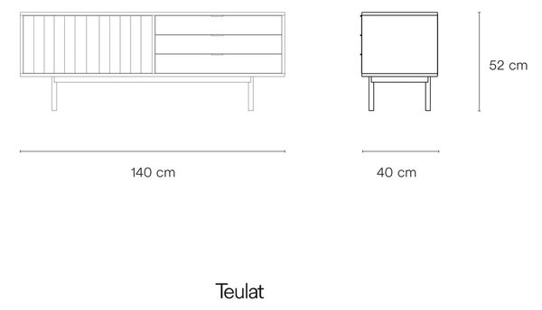 Сива/естествена маса за телевизор от декор от дъб 140x52 cm Sierra – Teulat