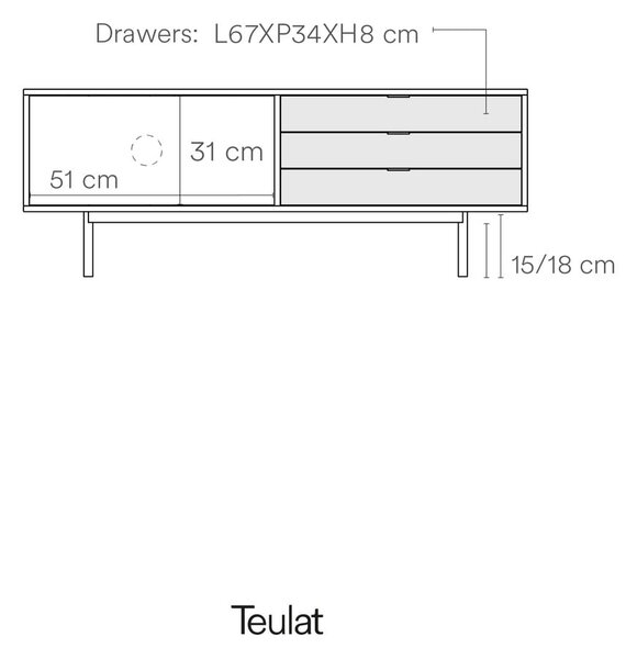 Бяла/естествена маса за телевизор от декор от дъб 140x52 cm Sierra – Teulat