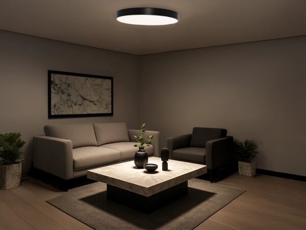 LED таванно осветително тяло, 135 W, 230 V, 3000/4000/6500 K, диаметър 80 см, черно