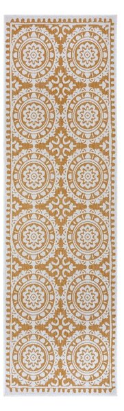 Външен килим в бял цвят и жълта охра 80x350 cm Jardin – NORTHRUGS