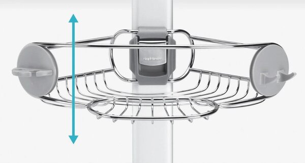 Сив телескопичен метален рафт за баня - simplehuman