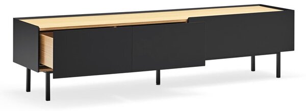 Черна/естествена маса за телевизор от декор от дъб 180x45 cm Arista – Teulat