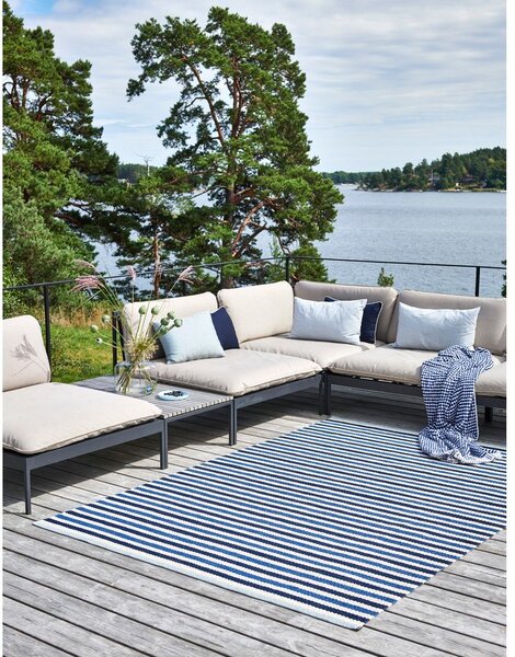 Синя и кремава пътека за открито и закрито 85x200 cm Teo Denim – Pappelina