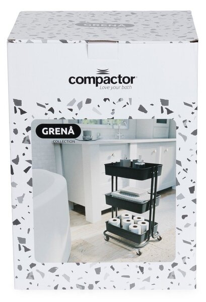 Черна метална подвижна етажерка за баня Grena - Compactor