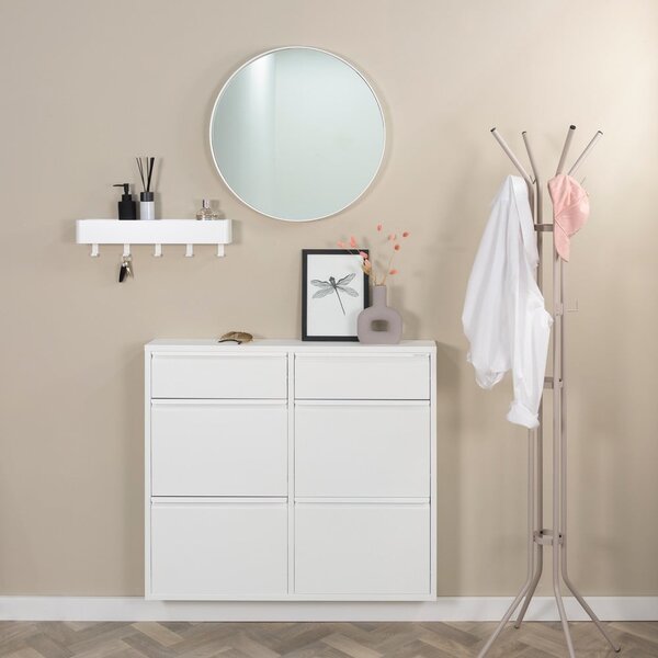 Бяла метална накланяща се стойка за обувки 98x86x15 cm Billy – Spinder Design