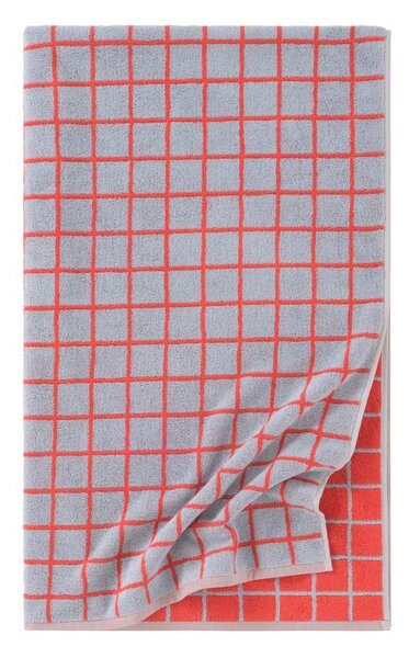 Червена/светлосиня памучна хавлиена кърпа 90x150 cm Grid – Jotex