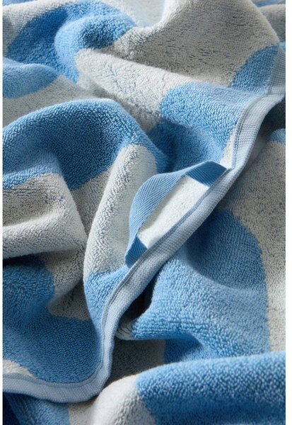 Бяла/светлосиня памучна хавлиена кърпа 90x150 cm Waves – Jotex