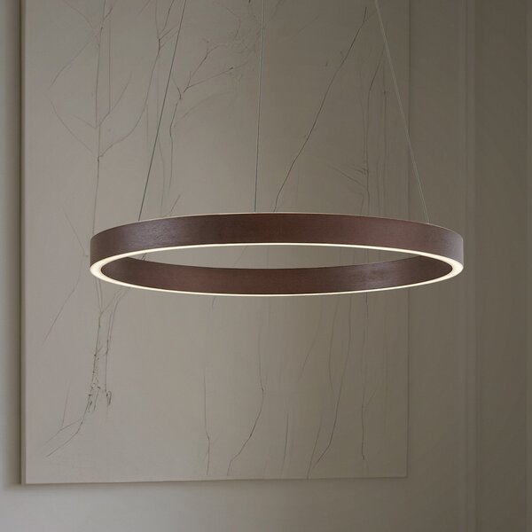 Lucande LED висяща лампа Yonam, Ø 60 cm, 1-лампова, кафява, CCT, Затъмняване, Кафяв / ръждив, Дневна/трапезария, Метал, Модерен