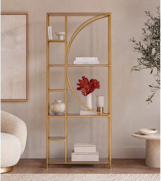 Стоманена библиотека в златист цвят 66x176x25,5 cm Elenor – Bizzotto