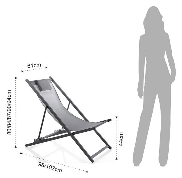 Сив накланящ се градински шезлонг Milos - Tomasucci