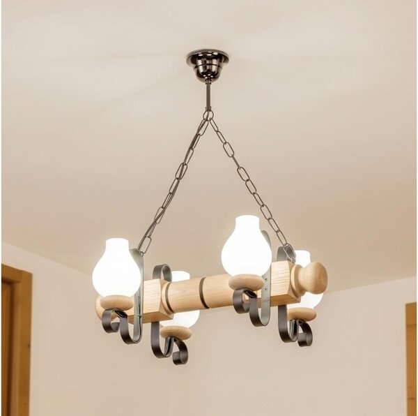 Brilagi - Полилей на верига RUSTIC 4xE14/40W/230V, дъб
