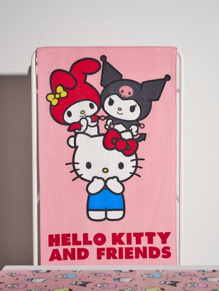 Sinsay - Памучна кърпа Hello Kitty and Friends - пастелнорозово