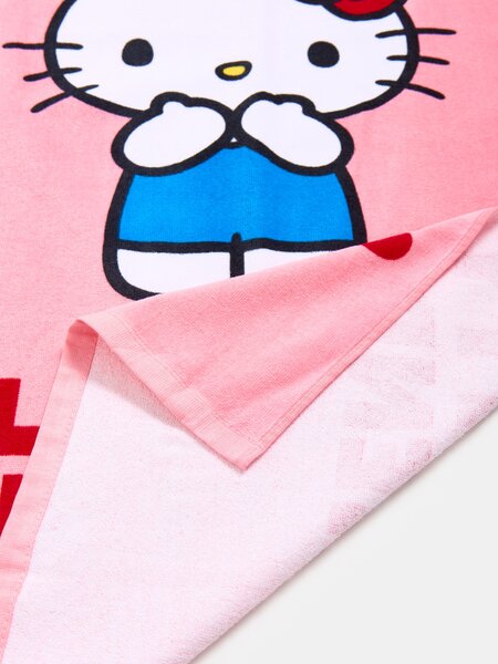 Sinsay - Памучна кърпа Hello Kitty and Friends - пастелнорозово