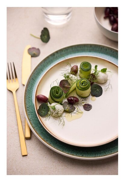 Бяла/зелена глинена чиния ø 27 cm Gastro White/Green – Bitz